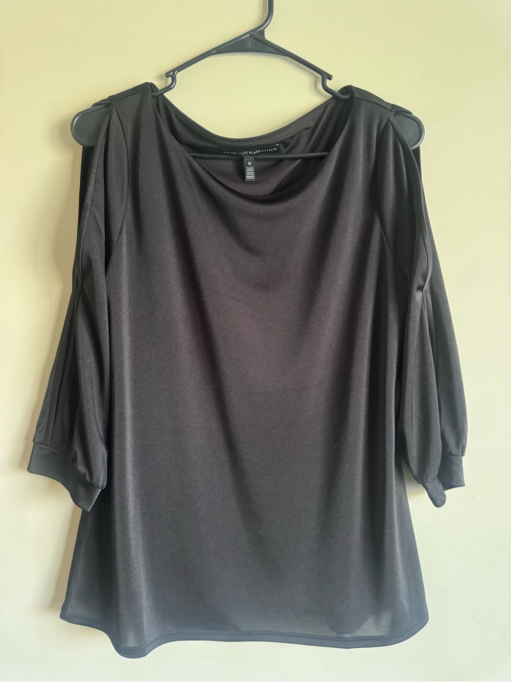 White House Black Market Black Cold-Shoulder Long Sleeve Top
